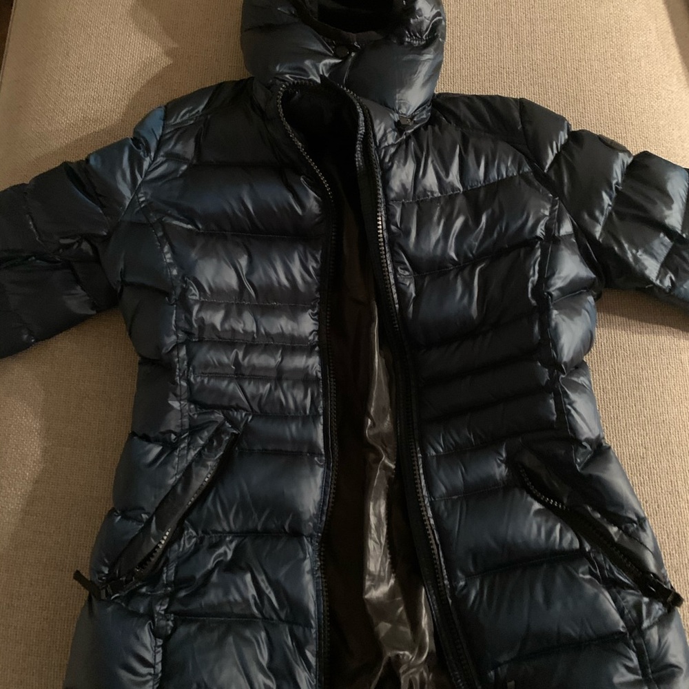 Marc Andrew down Coat.. teal black. Small
